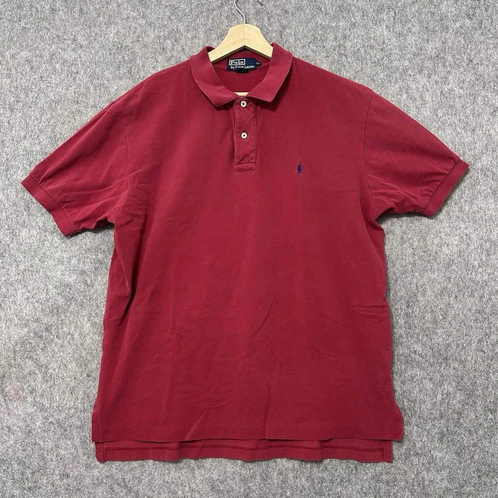 Vintage Polo‎ by Ralph Lauren Men's  XL Dark Pink Short Sleeve Polo Shirt Cotton